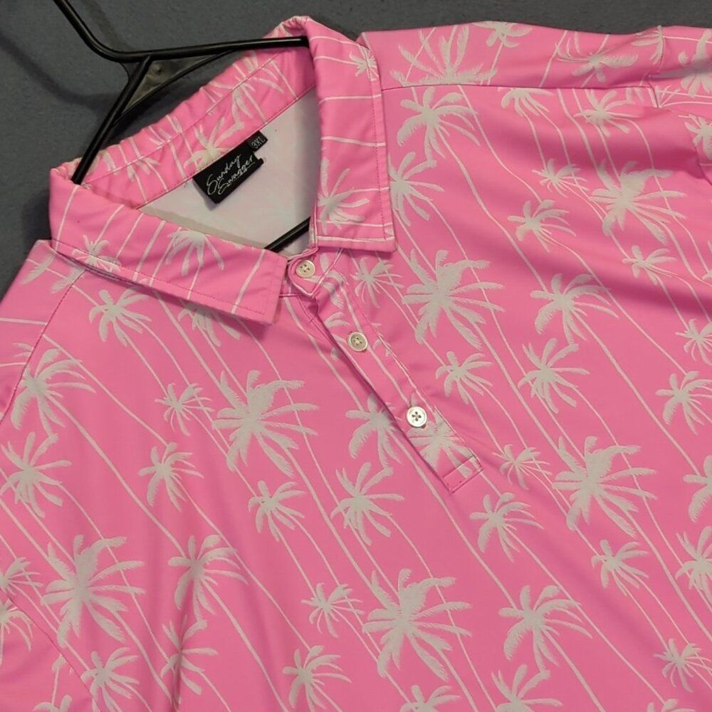 Sunday Swagger Polo Shirt Men's 3XL Pink Stylin' Performance Stretch Golf Casual